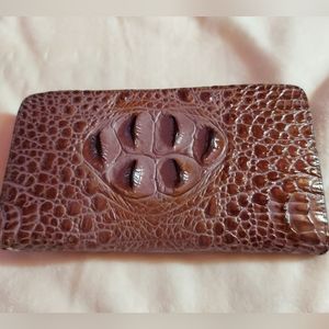 New Crocodile 3D Embossed Genuine Leather Wallet w Wristlet est $199